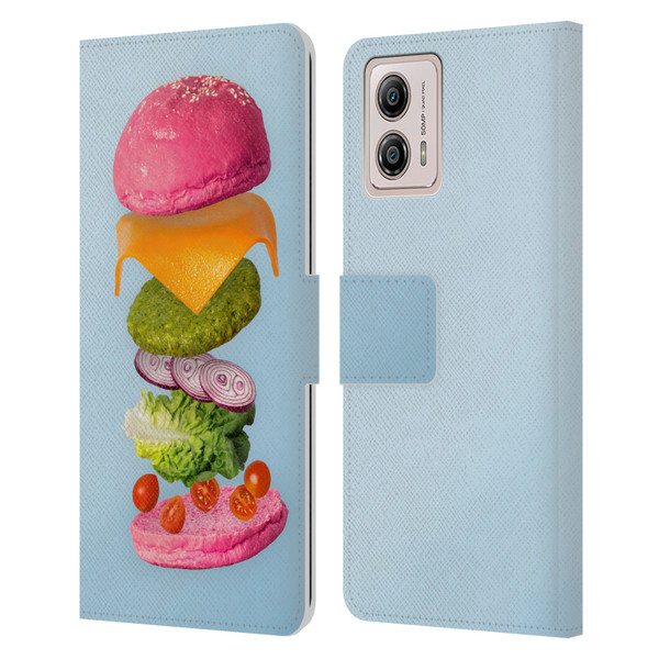 Pepino De Mar Foods Burger 2 Leather Book Wallet Case Cover For Motorola Moto G53 5G