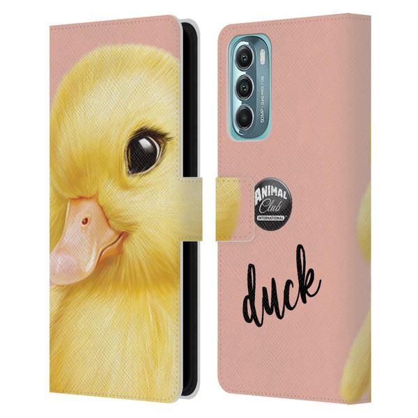 Animal Club International Faces Duck Leather Book Wallet Case Cover For Motorola Moto G Stylus 5G (2022)