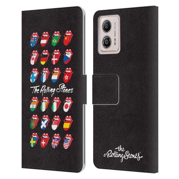 The Rolling Stones Licks Collection Flag Poster Leather Book Wallet Case Cover For Motorola Moto G53 5G