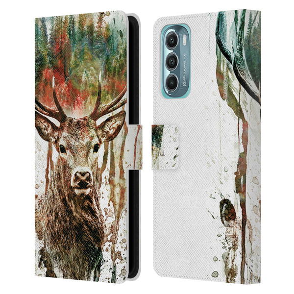 Riza Peker Animals Deer Leather Book Wallet Case Cover For Motorola Moto G Stylus 5G (2022)