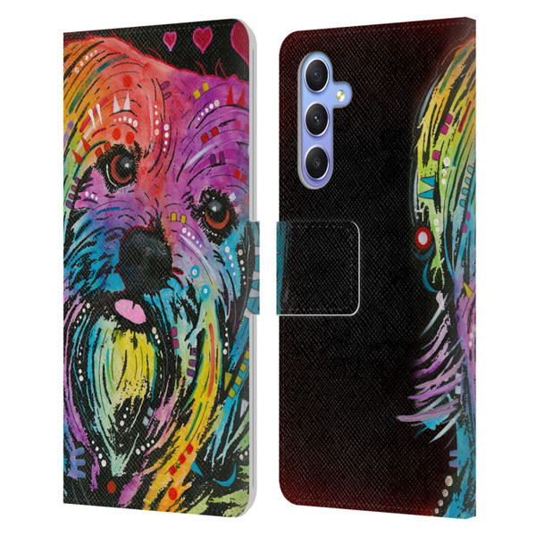 Dean Russo Dogs Yorkie Leather Book Wallet Case Cover For Samsung Galaxy A34 5G