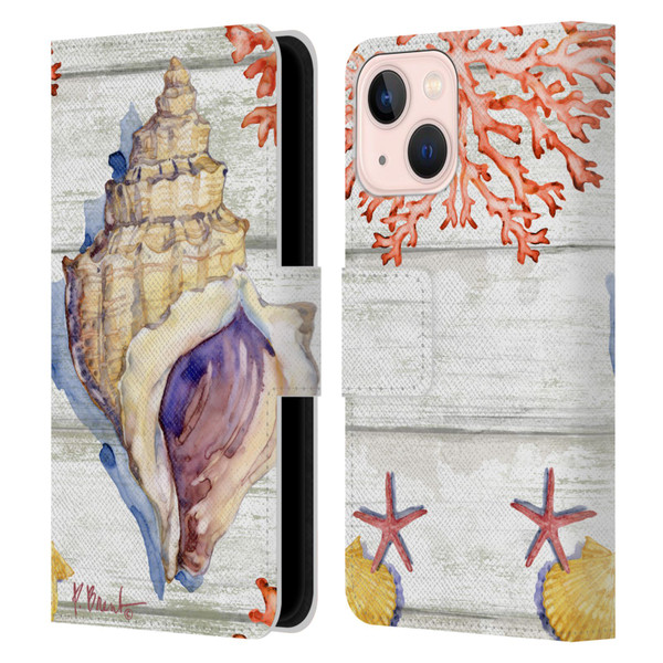 Paul Brent Ocean Bahia Shells Leather Book Wallet Case Cover For Apple iPhone 13 Mini