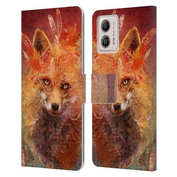 Jena DellaGrottaglia Animals Fox Leather Book Wallet Case Cover For Motorola Moto G53 5G