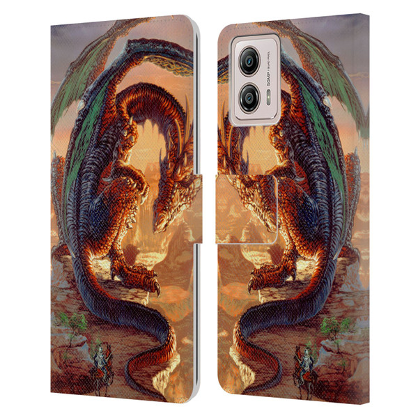 Ed Beard Jr Dragons Bravery Misplaced Leather Book Wallet Case Cover For Motorola Moto G53 5G