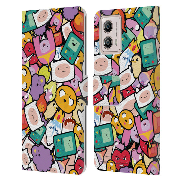 Adventure Time Graphics Pattern Leather Book Wallet Case Cover For Motorola Moto G53 5G