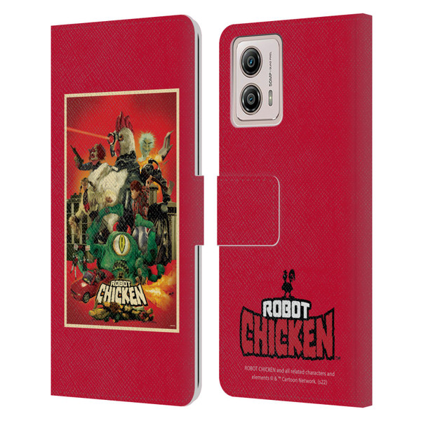 Robot Chicken Graphics Poster Leather Book Wallet Case Cover For Motorola Moto G53 5G