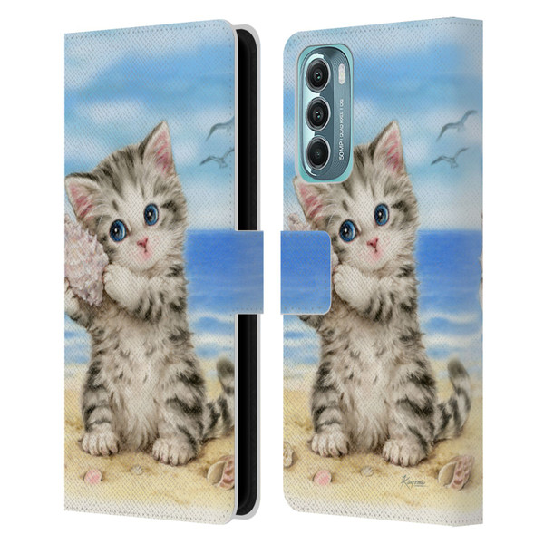 Kayomi Harai Animals And Fantasy Seashell Kitten At Beach Leather Book Wallet Case Cover For Motorola Moto G Stylus 5G (2022)