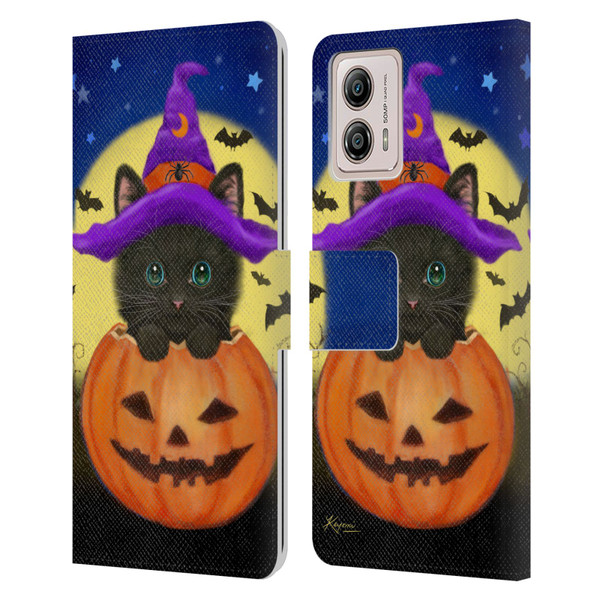 Kayomi Harai Animals And Fantasy Halloween With Cat Leather Book Wallet Case Cover For Motorola Moto G53 5G