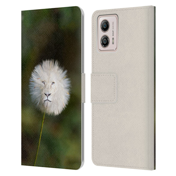 Pixelmated Animals Surreal Wildlife Dandelion Leather Book Wallet Case Cover For Motorola Moto G53 5G