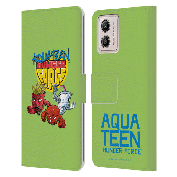 Aqua Teen Hunger Force Graphics Group Leather Book Wallet Case Cover For Motorola Moto G53 5G