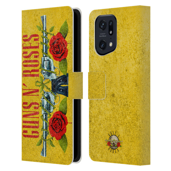 Guns N' Roses Vintage Pistols Leather Book Wallet Case Cover For OPPO Find X5 Pro