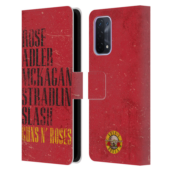 Guns N' Roses Vintage Names Leather Book Wallet Case Cover For OPPO A54 5G