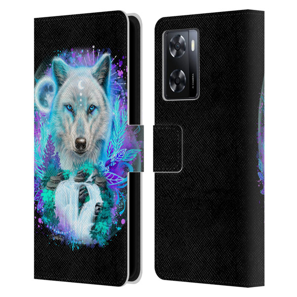 Sheena Pike Animals Winter Wolf Spirit & Waterfall Leather Book Wallet Case Cover For OPPO A57s