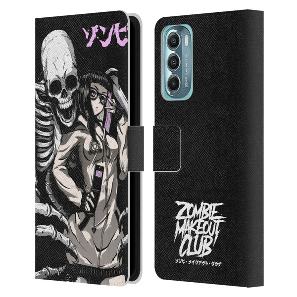 Zombie Makeout Club Art Stop Drop Selfie Leather Book Wallet Case Cover For Motorola Moto G Stylus 5G (2022)