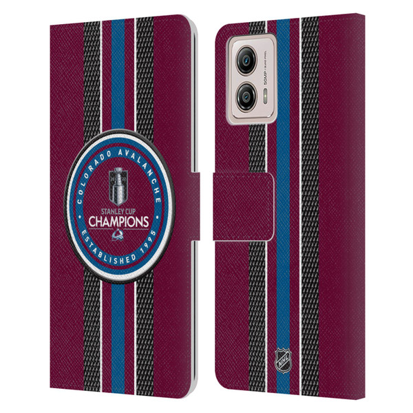 NHL 2022 Stanley Cup Champions Colorado Avalanche Puck Pattern Leather Book Wallet Case Cover For Motorola Moto G53 5G