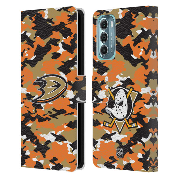 NHL Anaheim Ducks Camouflage Leather Book Wallet Case Cover For Motorola Moto G Stylus 5G (2022)