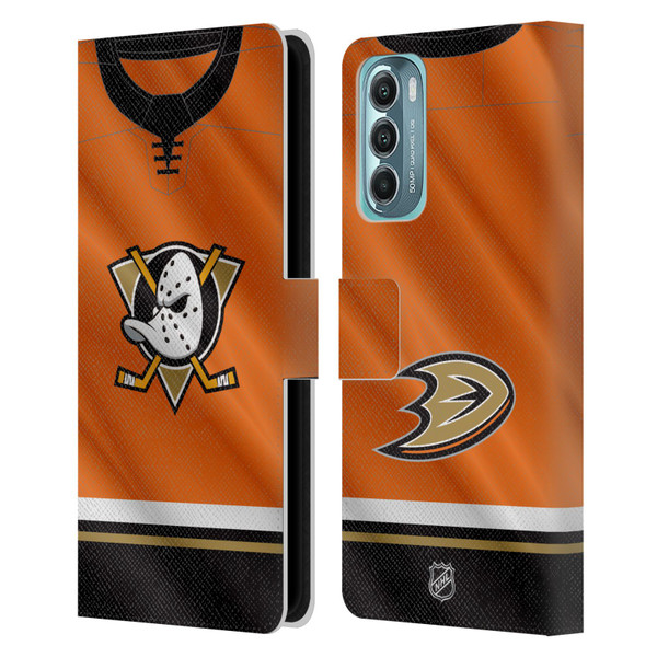 NHL Anaheim Ducks Jersey Leather Book Wallet Case Cover For Motorola Moto G Stylus 5G (2022)