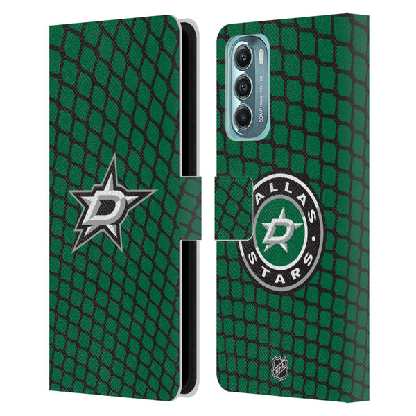 NHL Dallas Stars Net Pattern Leather Book Wallet Case Cover For Motorola Moto G Stylus 5G (2022)