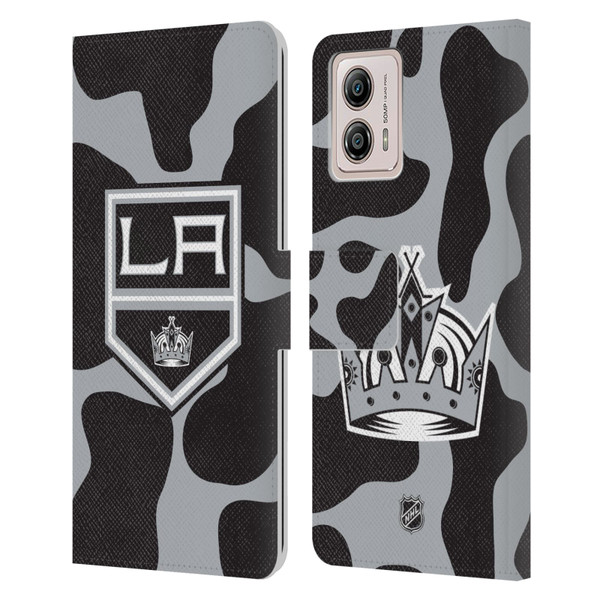 NHL Los Angeles Kings Cow Pattern Leather Book Wallet Case Cover For Motorola Moto G53 5G