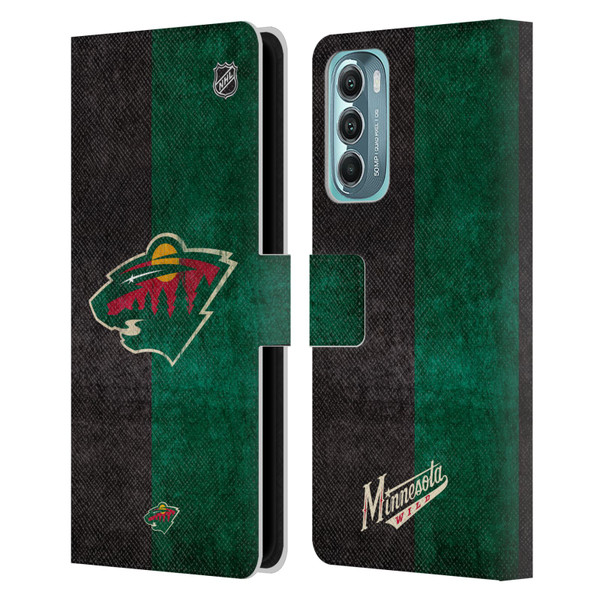 NHL Minnesota Wild Half Distressed Leather Book Wallet Case Cover For Motorola Moto G Stylus 5G (2022)