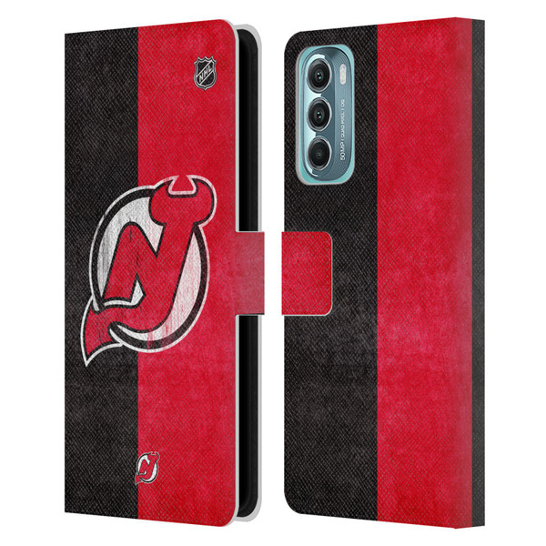 NHL New Jersey Devils Half Distressed Leather Book Wallet Case Cover For Motorola Moto G Stylus 5G (2022)