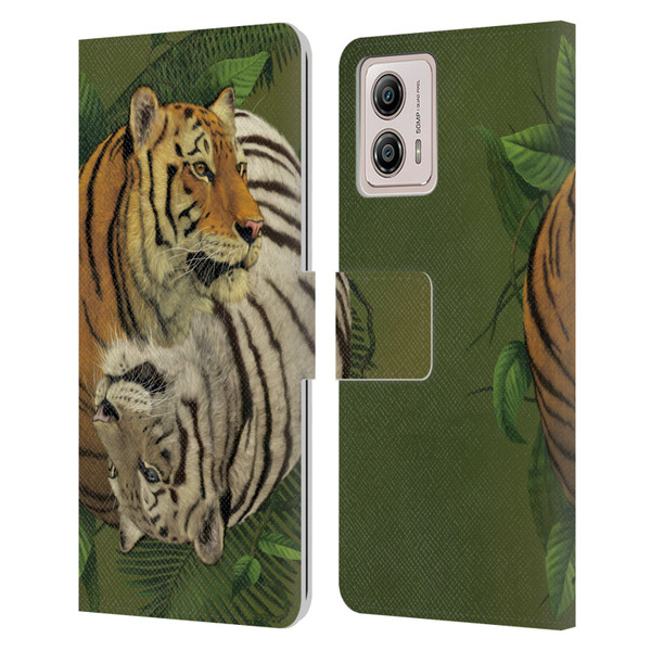 Vincent Hie Animals Tiger Yin Yang Leather Book Wallet Case Cover For Motorola Moto G53 5G