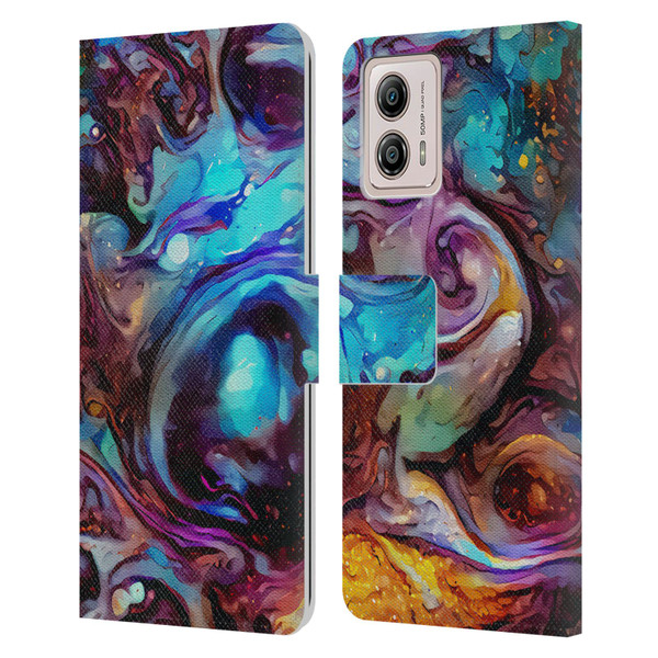 Cosmo18 Jupiter Fantasy Indigo Leather Book Wallet Case Cover For Motorola Moto G53 5G