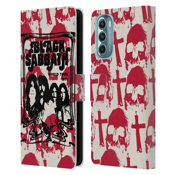 Black Sabbath Key Art Skull Cross World Tour Leather Book Wallet Case Cover For Motorola Moto G Stylus 5G (2022)
