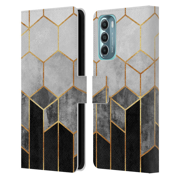 Elisabeth Fredriksson Sparkles Charcoal Hexagons Leather Book Wallet Case Cover For Motorola Moto G Stylus 5G (2022)
