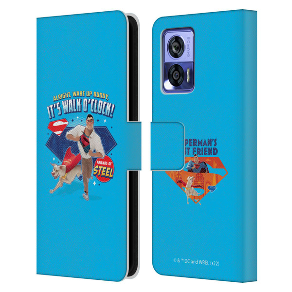 DC League Of Super Pets Graphics It's Walk O' Clock Leather Book Wallet Case Cover For Motorola Edge 30 Neo 5G