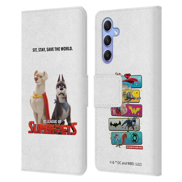 DC League Of Super Pets Graphics Characters 1 Leather Book Wallet Case Cover For Samsung Galaxy A34 5G
