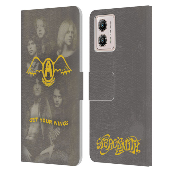 Aerosmith Classics Get Your Wings Leather Book Wallet Case Cover For Motorola Moto G53 5G