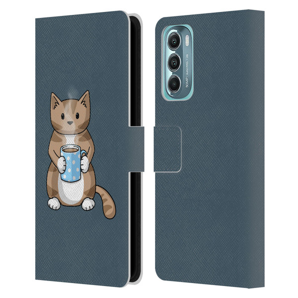 Beth Wilson Doodlecats Coffee Drinking Leather Book Wallet Case Cover For Motorola Moto G Stylus 5G (2022)