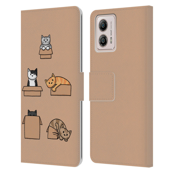 Beth Wilson Doodle Cats 2 Boxes Leather Book Wallet Case Cover For Motorola Moto G53 5G