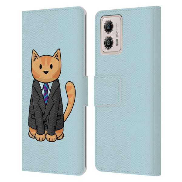 Beth Wilson Doodle Cats 2 Business Suit Leather Book Wallet Case Cover For Motorola Moto G53 5G