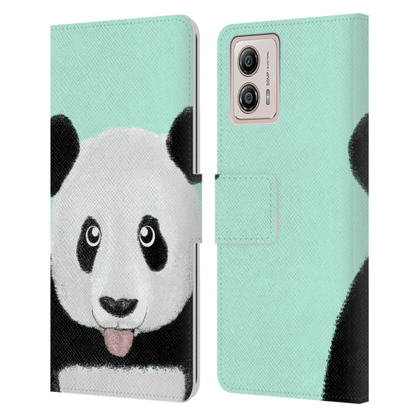 Barruf Animals The Cute Panda Leather Book Wallet Case Cover For Motorola Moto G53 5G