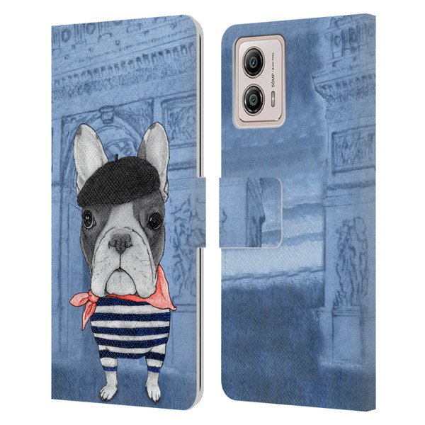 Barruf Dogs French Bulldog Leather Book Wallet Case Cover For Motorola Moto G53 5G