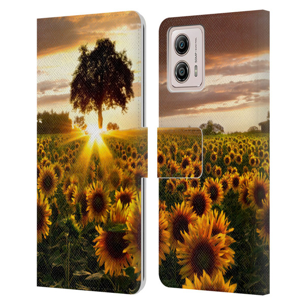 Celebrate Life Gallery Florals Fields Of Gold Leather Book Wallet Case Cover For Motorola Moto G53 5G