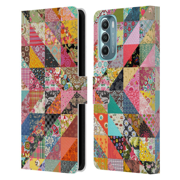 Rachel Caldwell Patterns Quilt Leather Book Wallet Case Cover For Motorola Moto G Stylus 5G (2022)