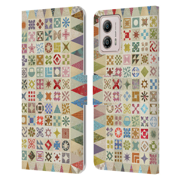 Rachel Caldwell Patterns Jane Leather Book Wallet Case Cover For Motorola Moto G53 5G