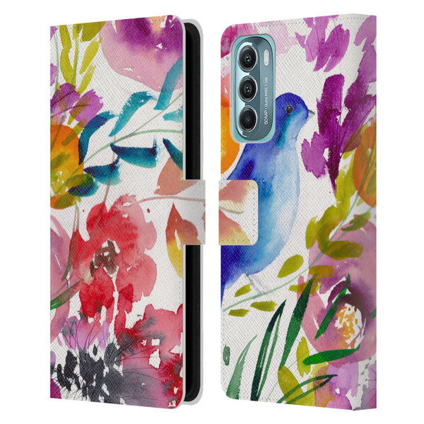 Mai Autumn Floral Garden Bluebird Leather Book Wallet Case Cover For Motorola Moto G Stylus 5G (2022)