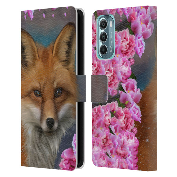 Ash Evans Animals Fox Peonies Leather Book Wallet Case Cover For Motorola Moto G Stylus 5G (2022)