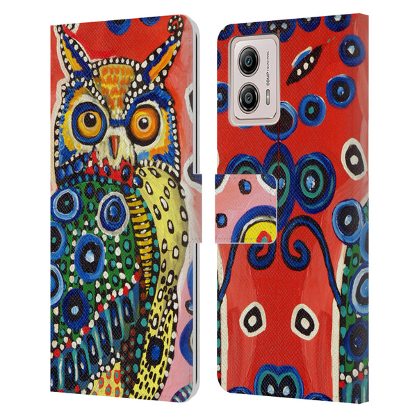 Mad Dog Art Gallery Animals Owl Leather Book Wallet Case Cover For Motorola Moto G53 5G