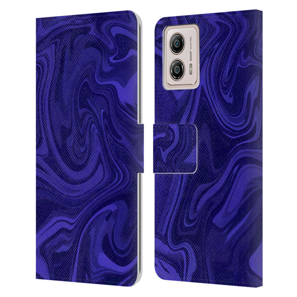 Suzan Lind Marble Indigo Leather Book Wallet Case Cover For Motorola Moto G53 5G