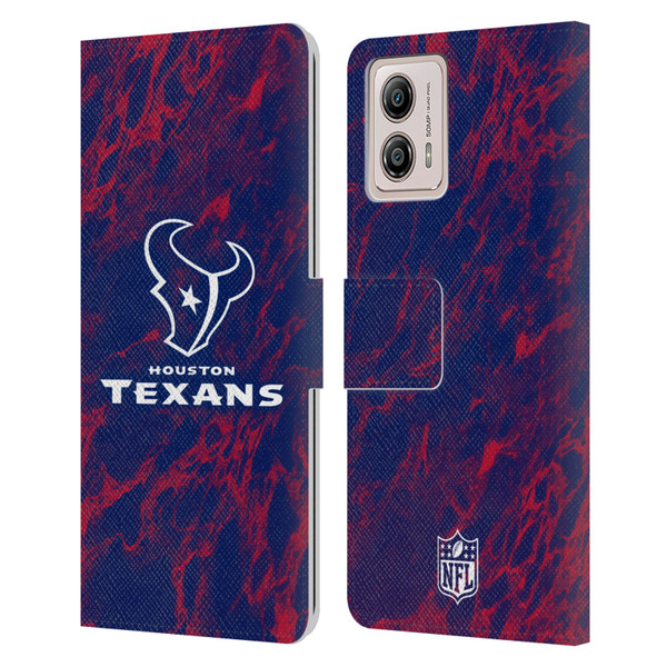NFL Houston Texans Graphics Coloured Marble Leather Book Wallet Case Cover For Motorola Moto G53 5G