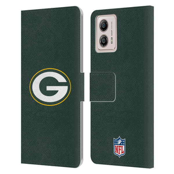 NFL Green Bay Packers Logo Plain Leather Book Wallet Case Cover For Motorola Moto G53 5G