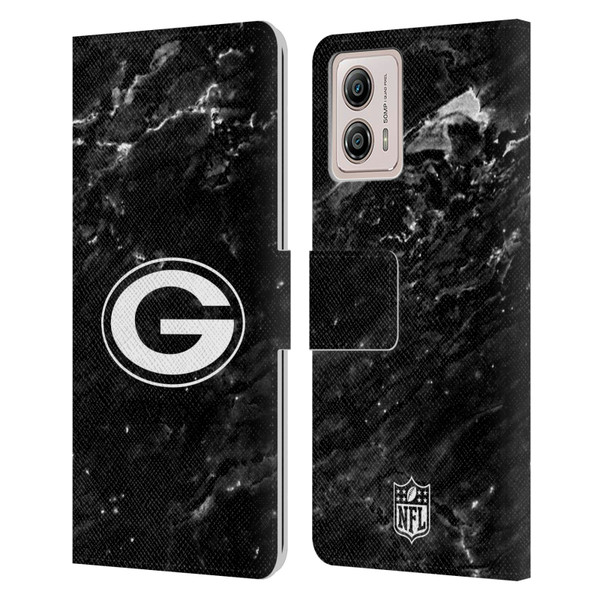 NFL Green Bay Packers Artwork Marble Leather Book Wallet Case Cover For Motorola Moto G53 5G
