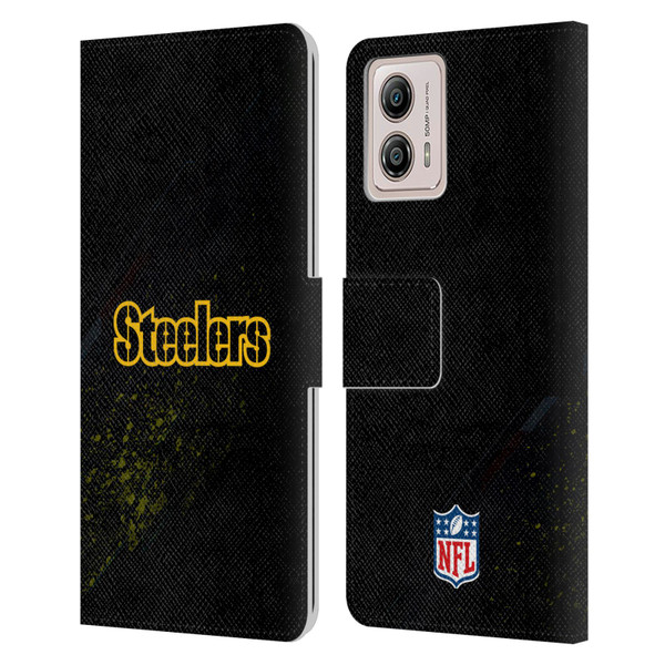 NFL Pittsburgh Steelers Logo Blur Leather Book Wallet Case Cover For Motorola Moto G53 5G