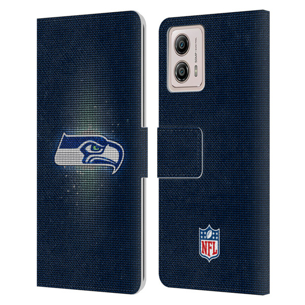 NFL Seattle Seahawks Artwork LED Leather Book Wallet Case Cover For Motorola Moto G53 5G