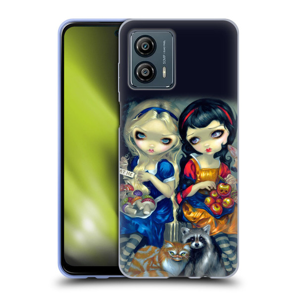 Strangeling Art Girls With Cat And Raccoon Soft Gel Case for Motorola Moto G53 5G